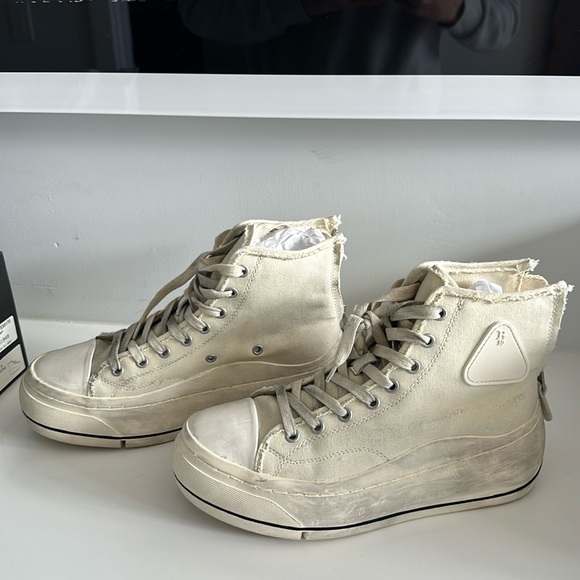 R13 HighTop Sneakers - Ecru Convas - 9 - Picture 6 of 16